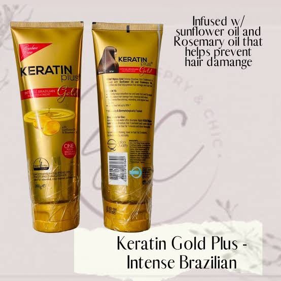 Keratin Plus Intense Brazilian Hair Treatment Gold 200g tube (Gold)