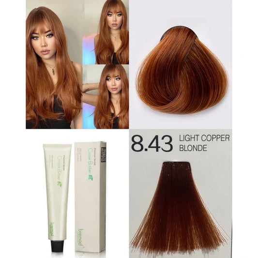 Bremod 8.43 Light Copper Blonde Hair Color Dye Cream 100ml & Oxidizer 12% or 9%