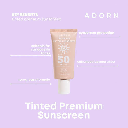 Adorn Premium Tinted Sunscreen SPF50 PA+++ 50g