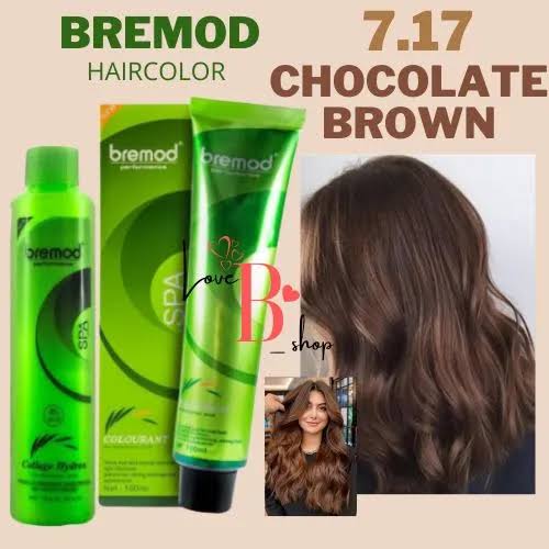Bremod 7.17 Chocolate Brown Hair Color  Dye Cream 100ml & 6% or 9% or 12% Oxidizer