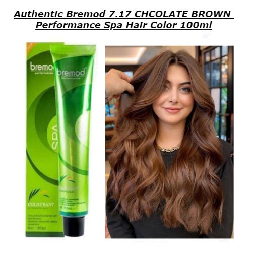 Bremod 7.17 Chocolate Brown Hair Color  Dye Cream 100ml & 6% or 9% or 12% Oxidizer