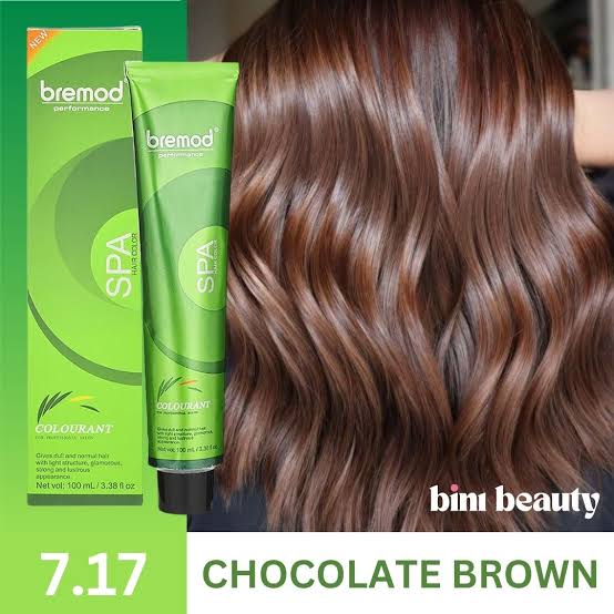 Bremod 7.17 Chocolate Brown Hair Color  Dye Cream 100ml & 6% or 9% or 12% Oxidizer