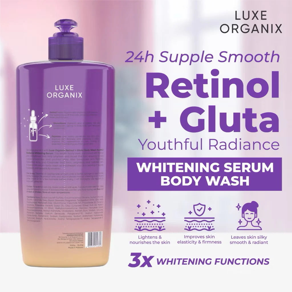 Luxe Organix Retinol + Gluta Youthful Radiance Whitening Seru Perfume Infused Body Wash 1000G