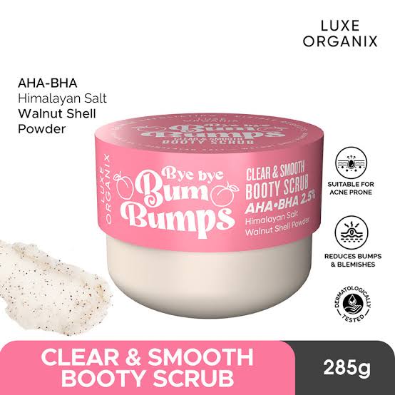 LUXE ORGANIX Bye Bye Bum Bumps Clear and Smooth Booty Scrub 285g