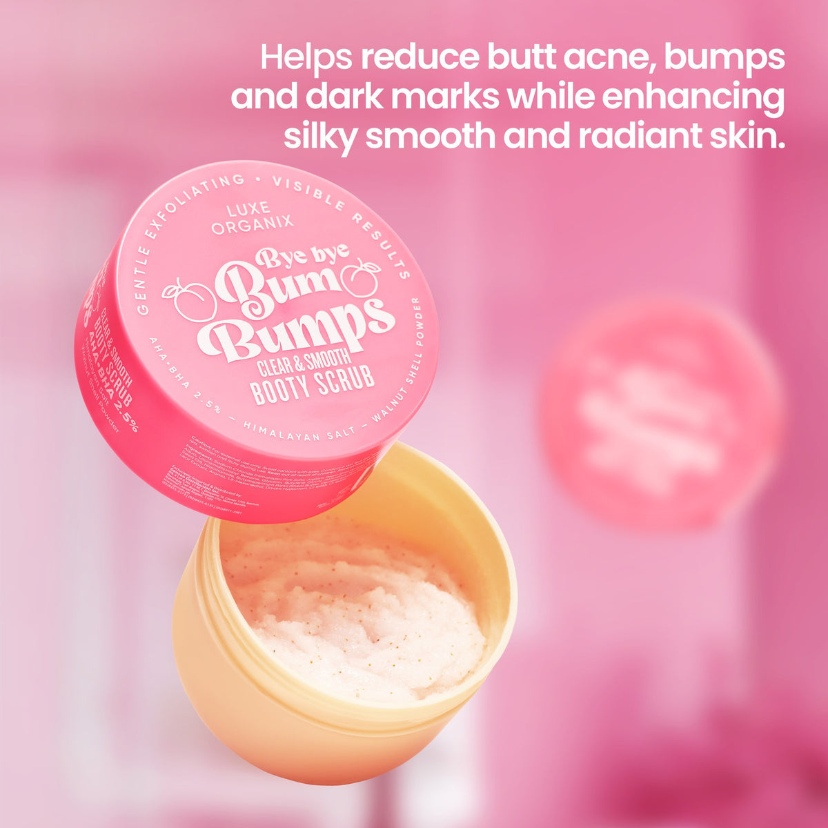 LUXE ORGANIX Bye Bye Bum Bumps Clear and Smooth Booty Scrub 285g