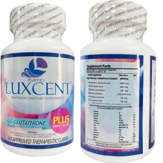 LUXCENT WHITENING DIETARY SUPPLEMENT L GLUTATHIONE PLUS MARINE COLLAGEN- 60 capsules