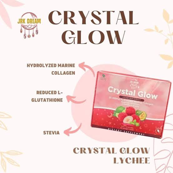 Crystal Glow Lychee Hydrolyzed Marine Collagen + Oral Sunblock Drink - 10 Sachets