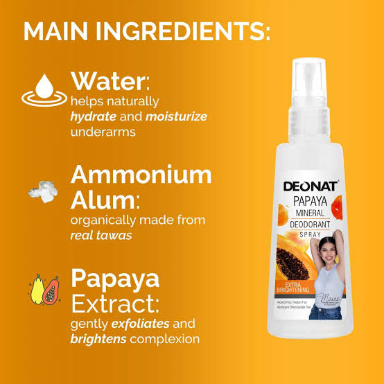 Deonat Papaya Mineral Deodorant Spray 100ml