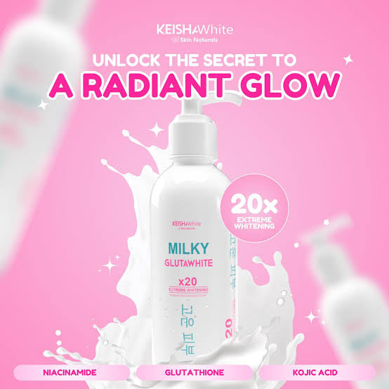 KEISHA WHITE Skin Naturals MILKY GLUTATHIONE LOTION x20 Extreme Whitening SPF50