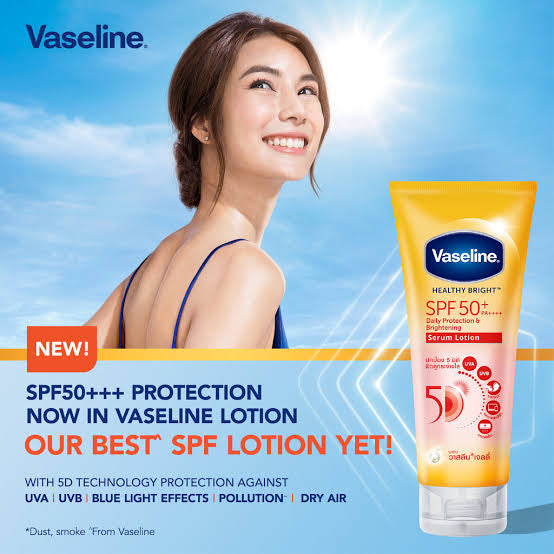 VASELINE HEALTHY BRIGHT SPF50+ PA++++ DAILY PROTECTION & BRIGHTENING SERUM SUNSCREEN 290ml