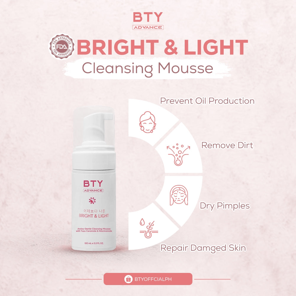 BTY Advance Bright & Light Amino Gene Cleansing Mousse with Yuzu Ceramide & Niacinamide 100ml