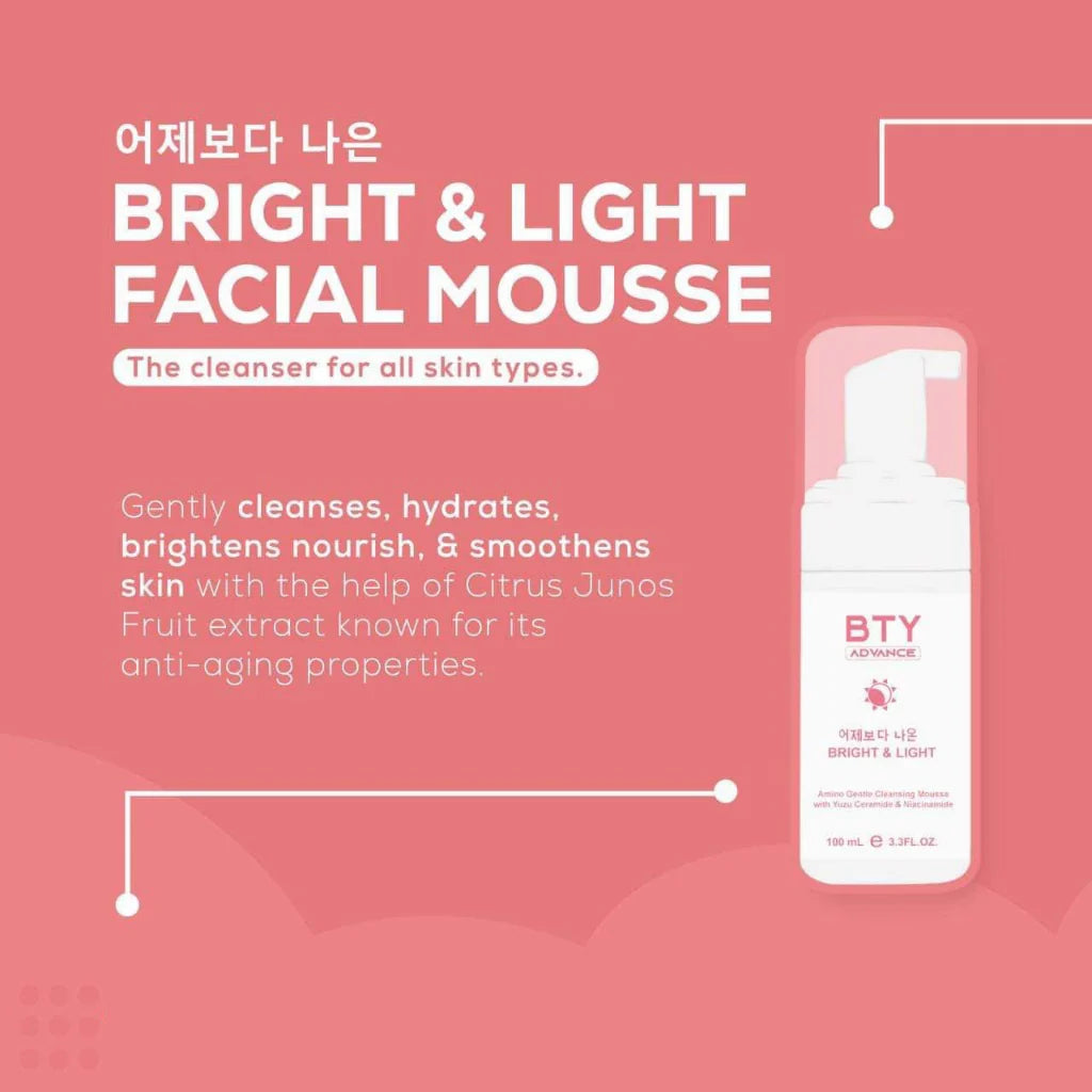 BTY Advance Bright & Light Amino Gene Cleansing Mousse with Yuzu Ceramide & Niacinamide 100ml