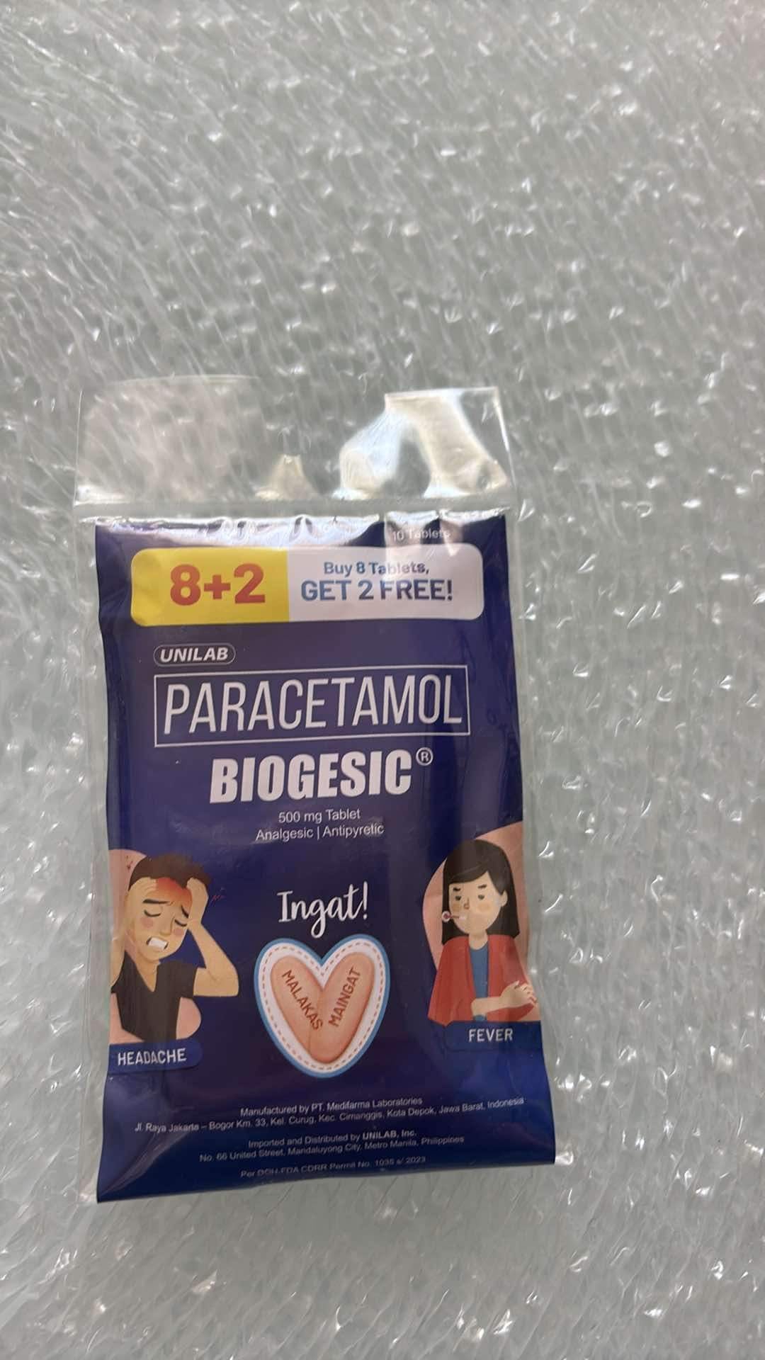 PARACETAMOL - BIOGESIC 10 TABLETS