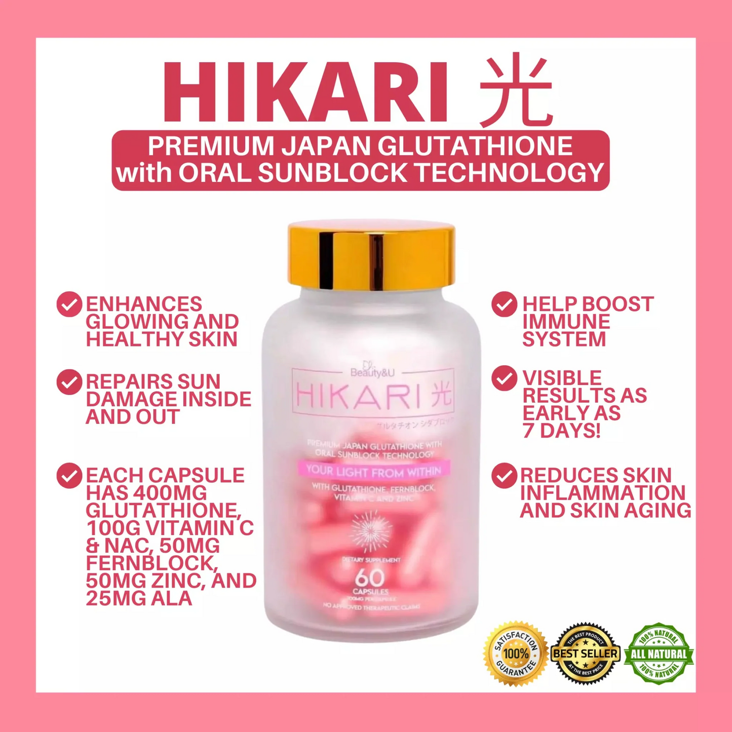 Hikari Ultra Premium Japan Glutathione with Oral Sunblock Technology - 60 Caps