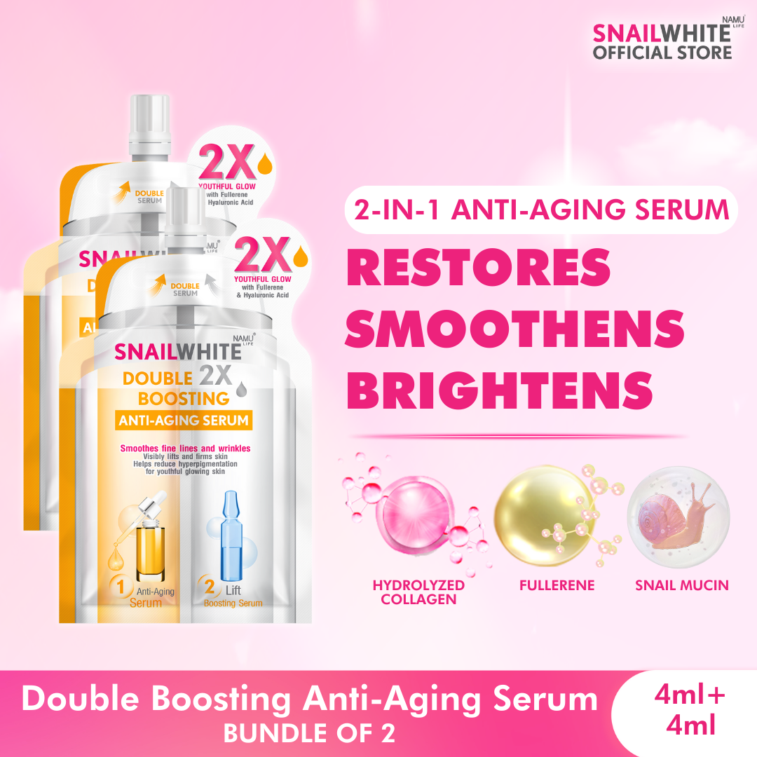SNAILWHITE Double Boosting Anti-Aging Serum by Namu 4ml + 4ml X 2