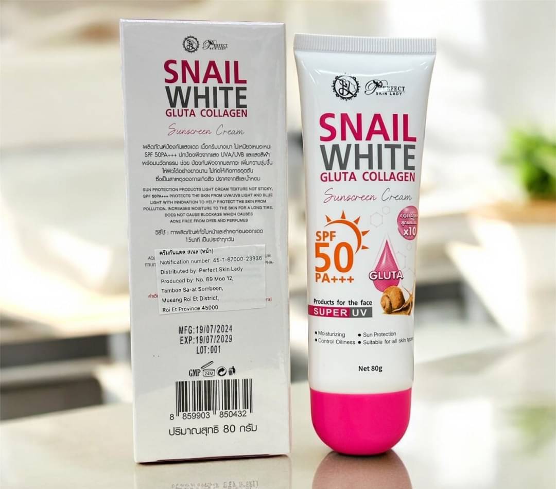 Perfect Skin Lady Snail White Gluta Collagen Sunscreen Cream |80g