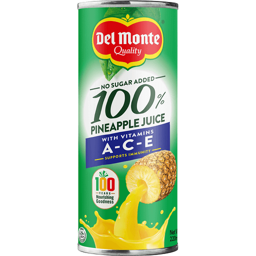 DEL MONTE 100% PINEAPPLE JUICE WITH ACE 220ML