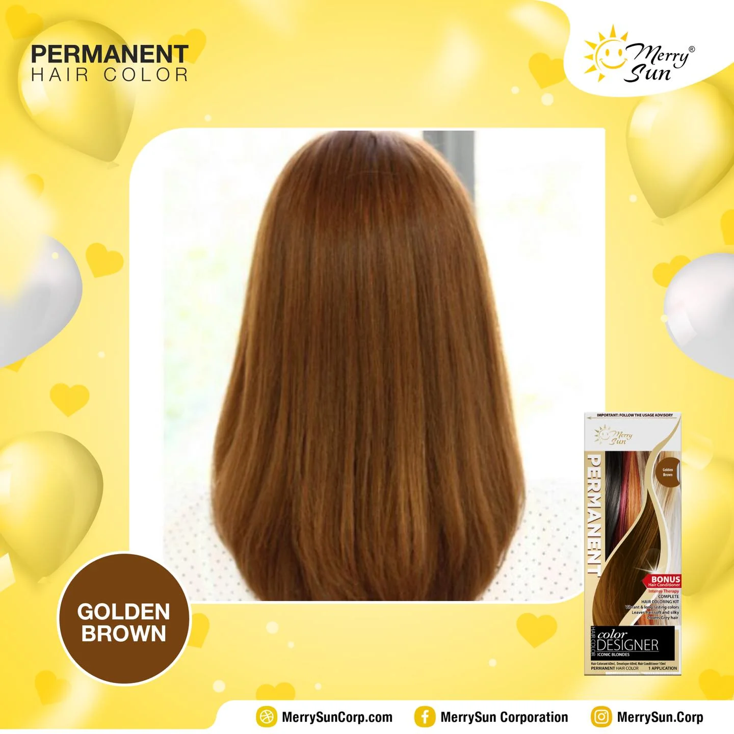 MERRY SUN PERMANENT HAIR COLOR GOLDEN BROWN