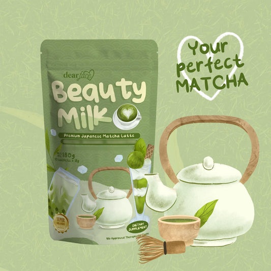 Dear Face Beauty Milk Premium Japanese Matcha Latte 18gx10 Sachets