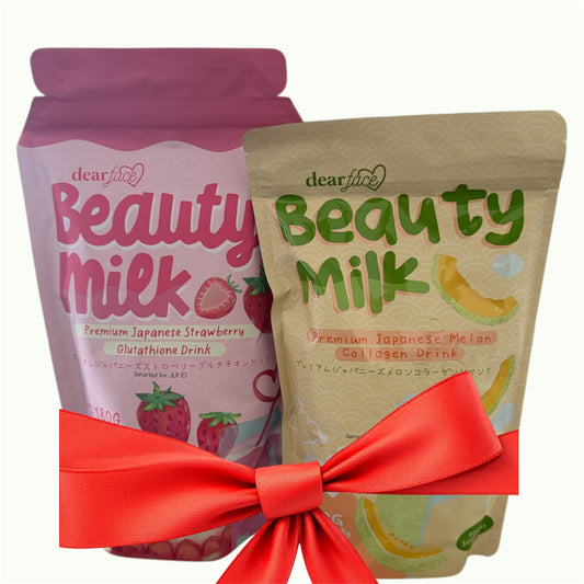 Dear Face Beauty Milk Premium Japanese Melon Collagen Drink + Premium Japanese Strawberry Glutathione Drink (2 PACKS BUNDLE DEAL)