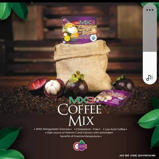 MX3 Coffee Mix Low Acid Coffee with Mangosteen Exocarp 10gx10 Sachets