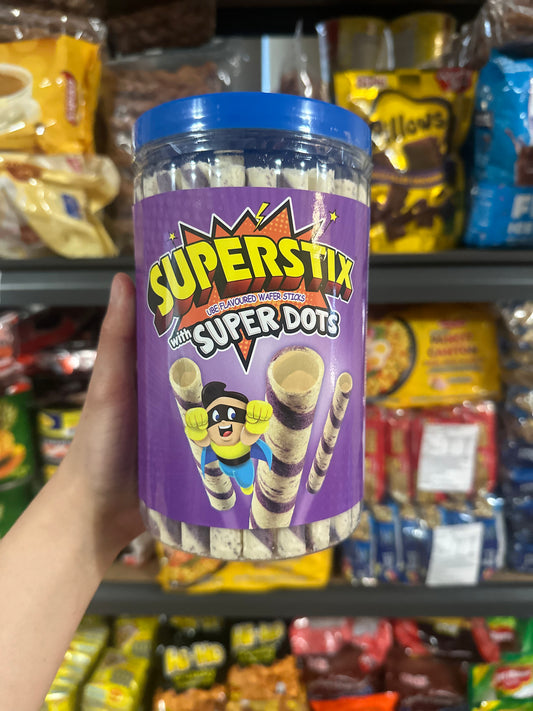 SUPERSTIX Ube Flavoured Wafer Sticks with SUPER DOTS 375.5g