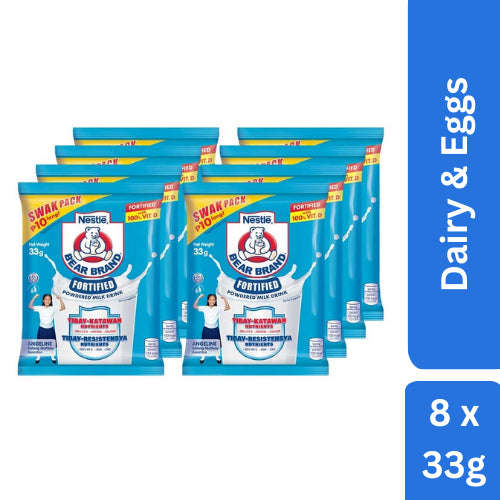 BEAR BRAND Fortified Powdered Milk Drink SWAK PACK 8pcsX33g