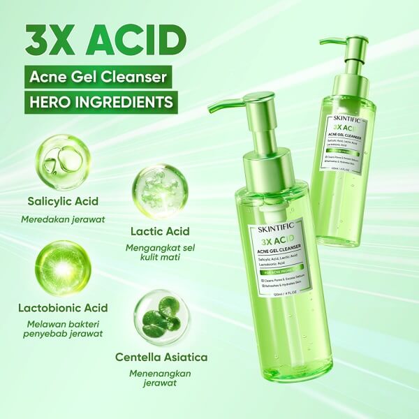 SKINTIFIC 3X Acid Acne Gel Cleanser 120ML