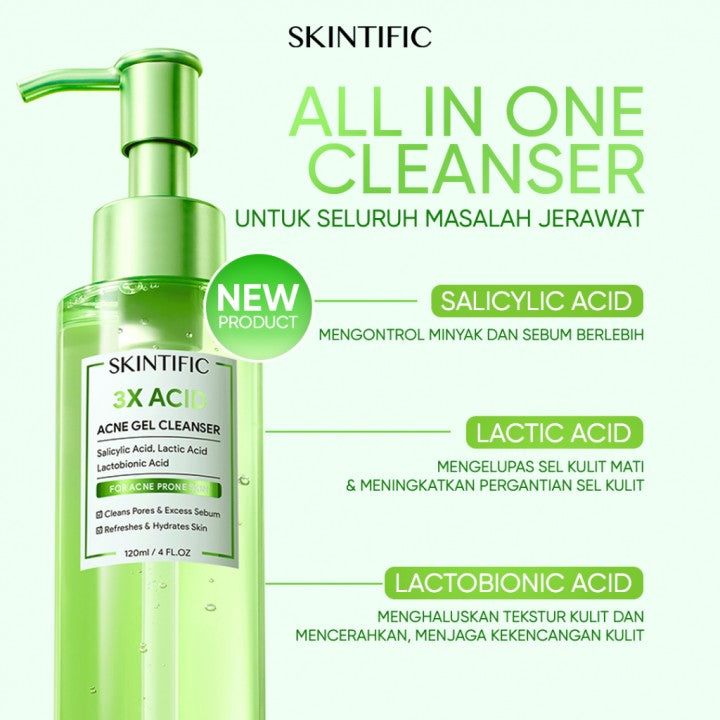 SKINTIFIC 3X Acid Acne Gel Cleanser 120ML