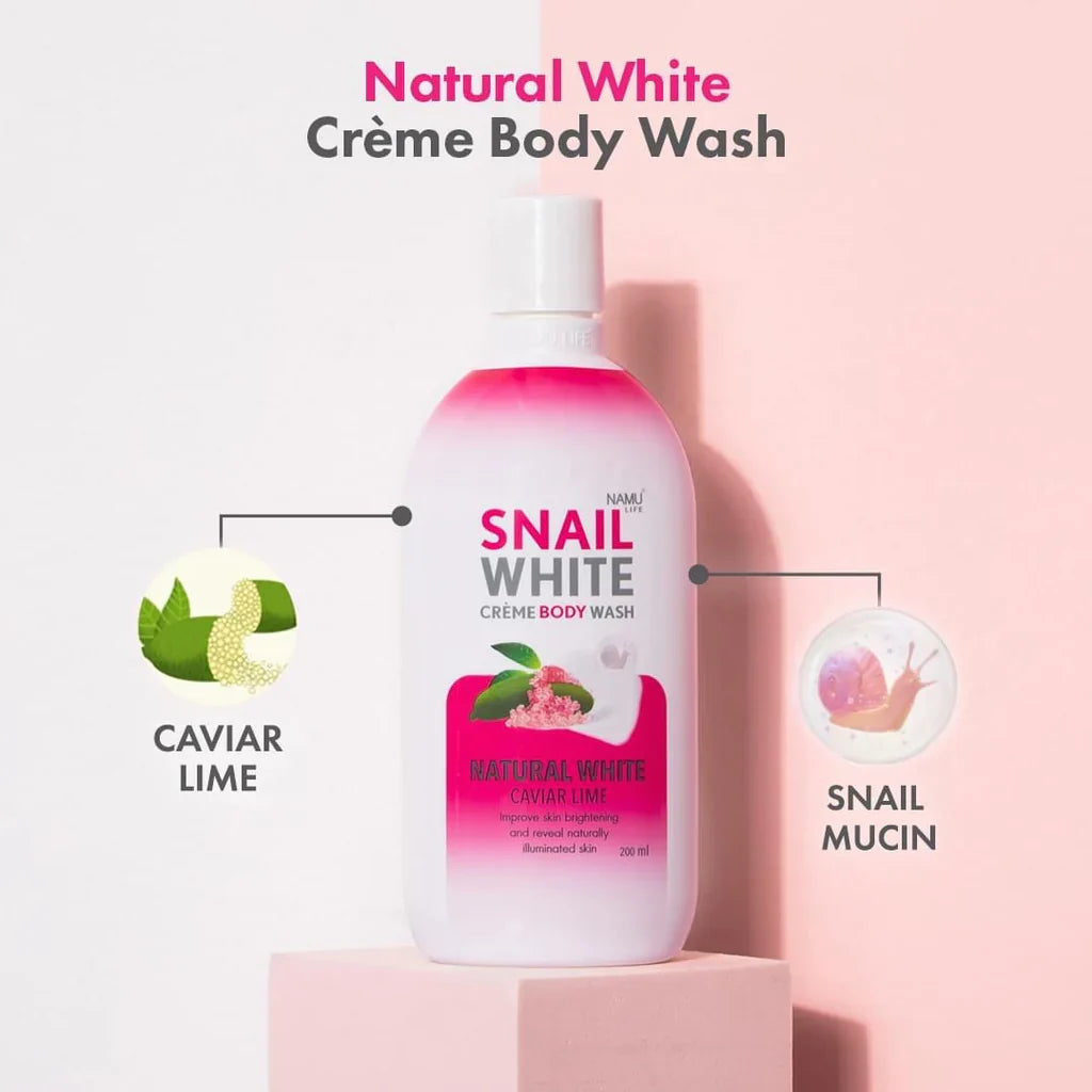 NAMU SNAILWHITE CREME BODY WASH - NATURAL WHITE (CAVIAR LIME) 500ML