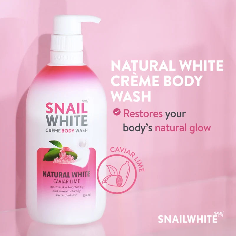 NAMU SNAILWHITE CREME BODY WASH - NATURAL WHITE (CAVIAR LIME) 500ML