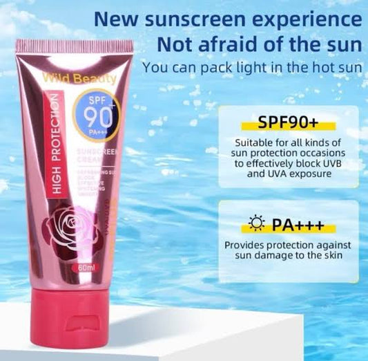 KISS BEAUTY Whitening and Moisturizing Sunscreen Cream Rose UVA/UVB SPF90+++ - 60ml