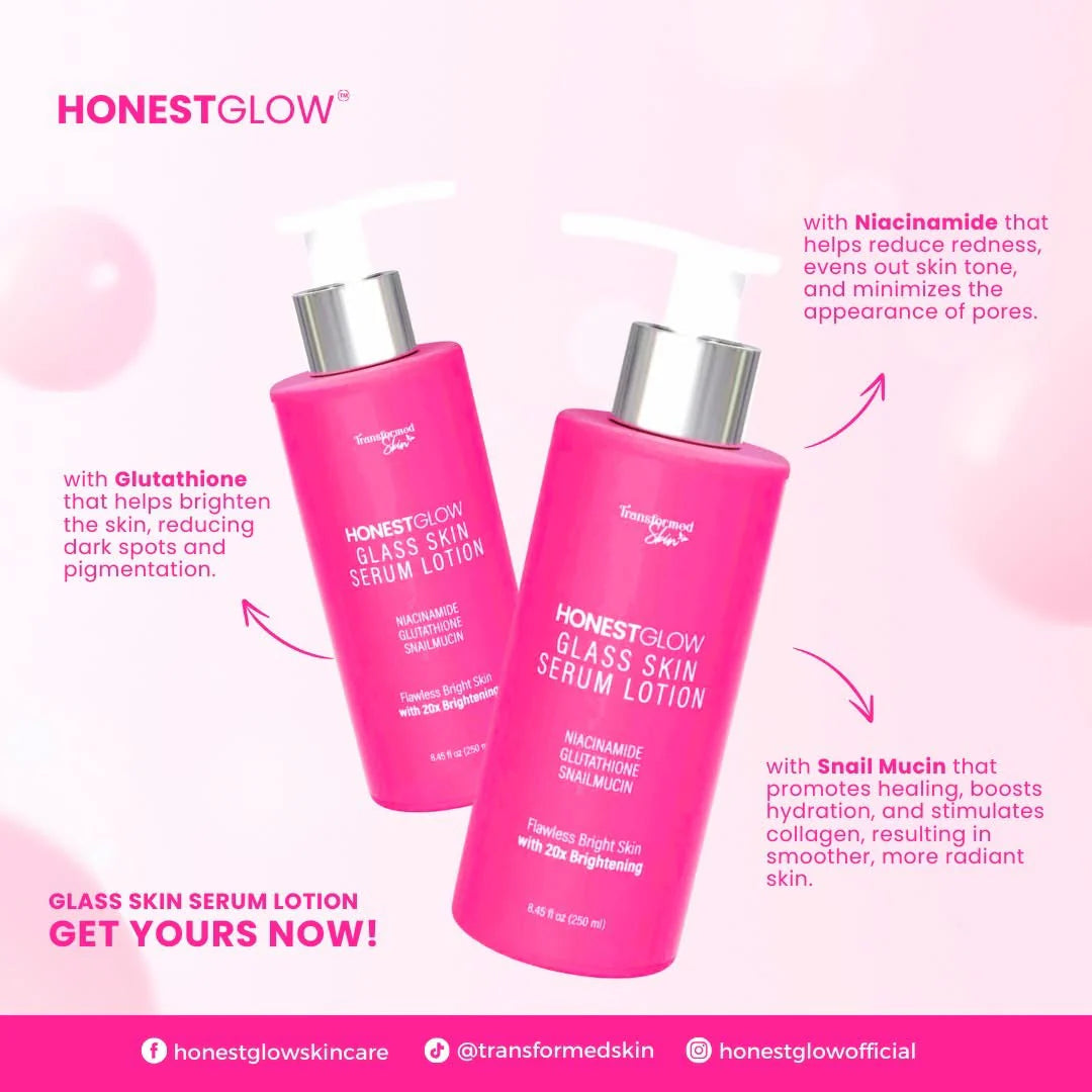 Honest Glow Glass Skin Serum Lotion ( NIACINAMIDE + GLUTATHIONE + SNAIL MUCIN) 250ml