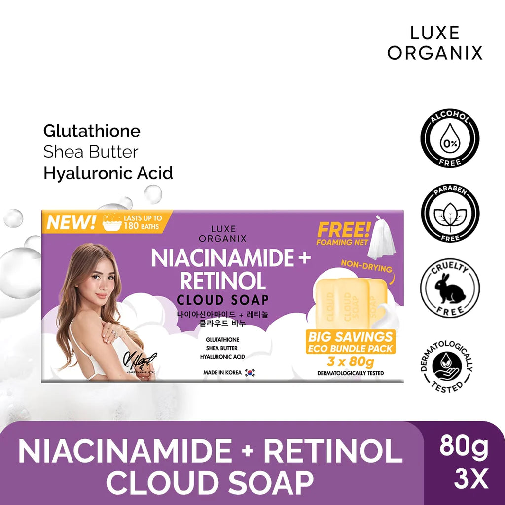 Luxe Organix Niacinamide + Retinol Cloud Soap 80gx3