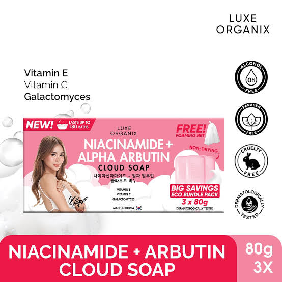 Luxe Organix Niacinamide + Alpha Arbutin Cloud Soap 80gx3