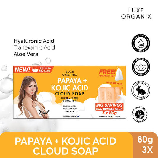 Luxe Organix Papaya + Kojic Acid Cloud Soap 80gx3