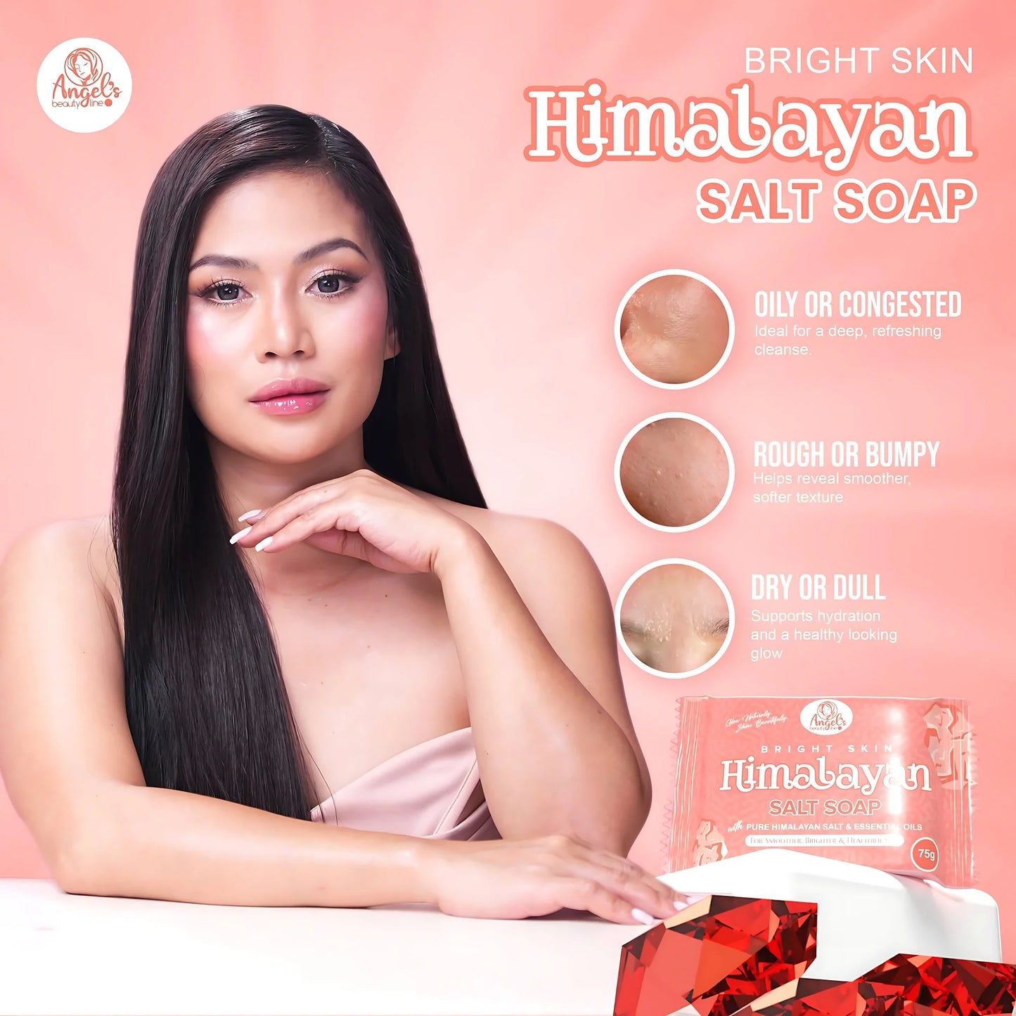 Angel’s Beautyline Bright Skin Himalayan Salt Soap – 75g X 5 PCS (Pack Of 5)