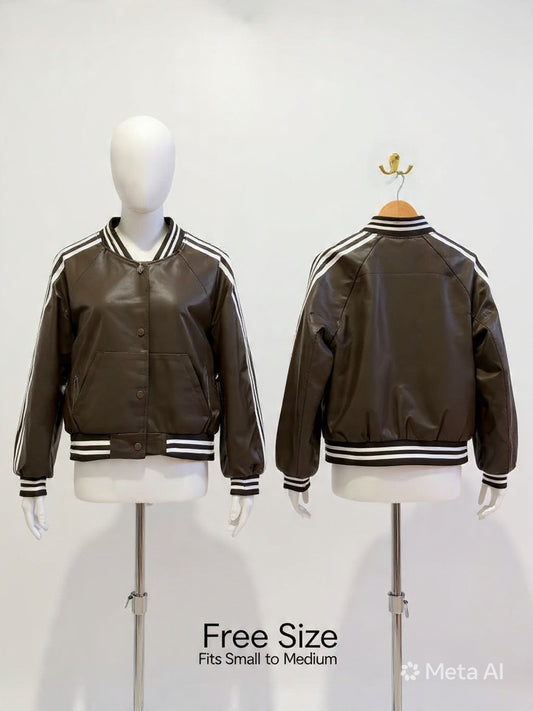 WINTER JUMPER  - LEATHER Jacket- DARK BROWN