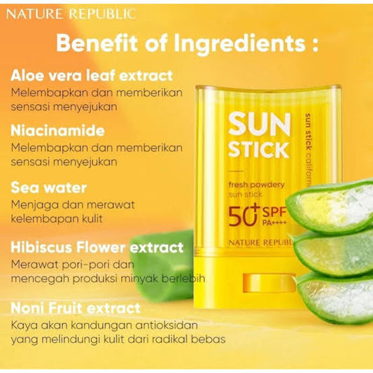 NATURE REPUBLIC California Aloe Fresh Powdery Sun Stick 24g SPF50+ PA++++ from Korea