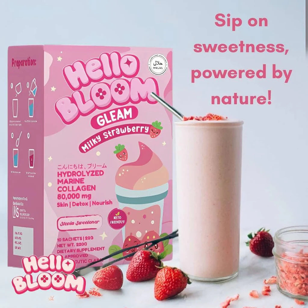Kiray’s HOT BABE Hello Bloom Gleam Milky Strawberry 10Sachets/18g
