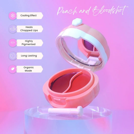 CC GLAM By Cris Cosmetics Lip Balm Stain - DUO PEACH AND BLOODSHOT SHADES