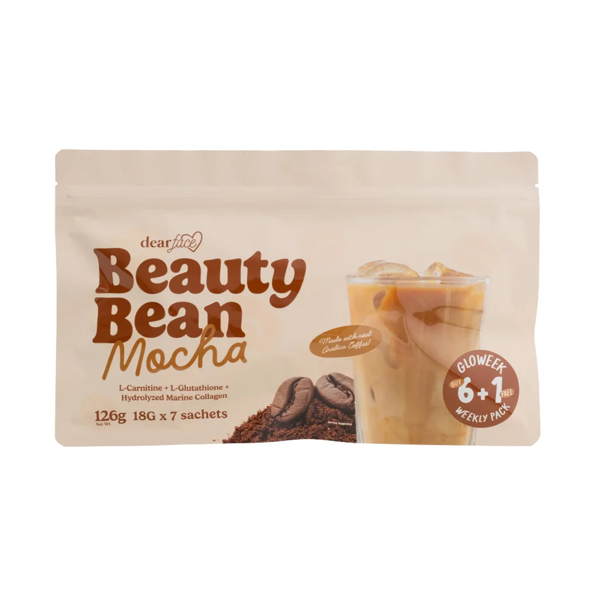 DF BEAUTY BEAN MOCHA GLOWEEK PACK 126G 18G x 7-SACHETS GLOWEEK WEEKLY PACK