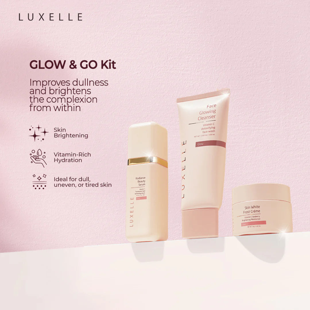 Luxelle Glow & Go Kit  + Luxelle Centella Sun Serum 10ml SPF 50+ PA++++ by Heart Evangelista