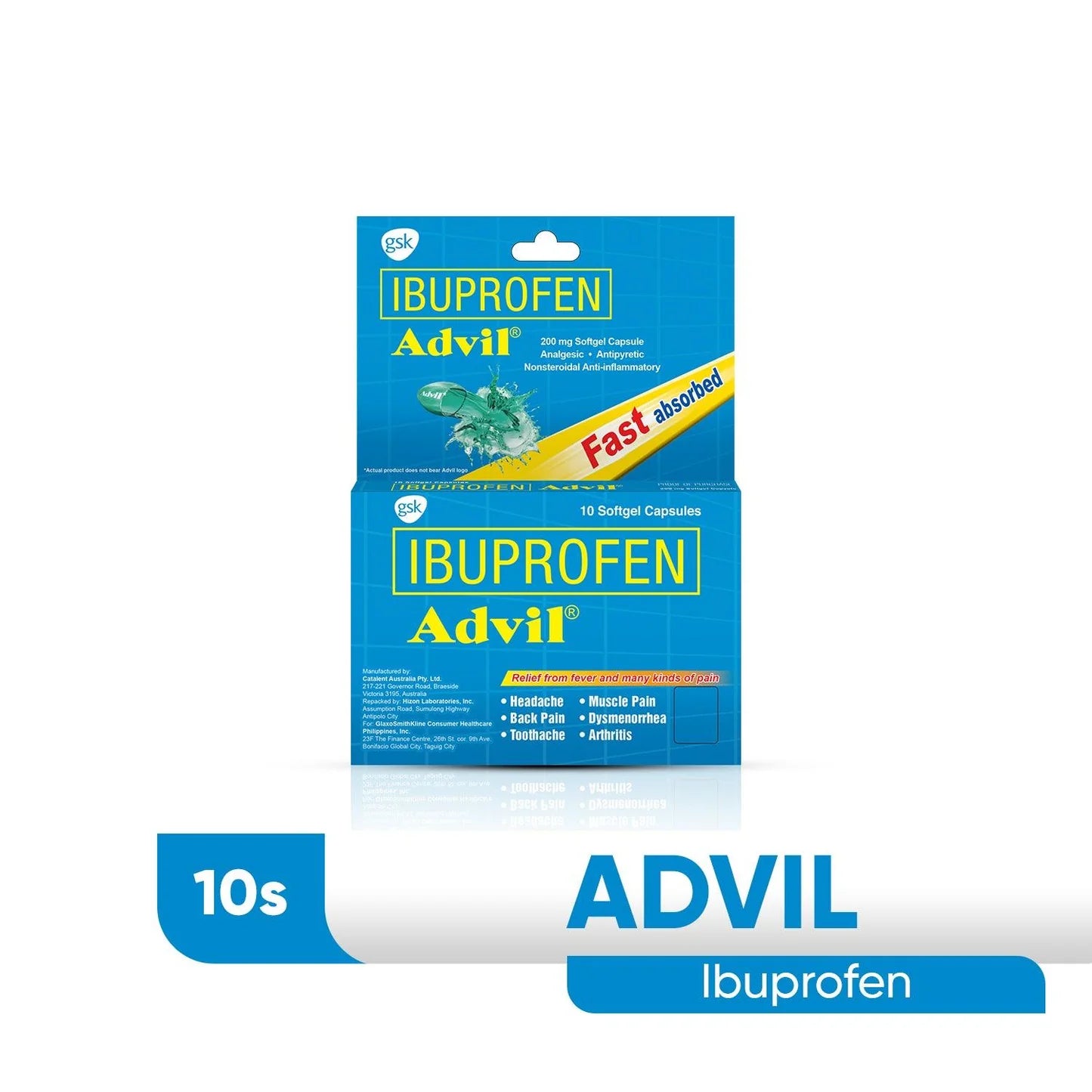 Advil Ibuprofen 200mg 10 Softgel Capsules