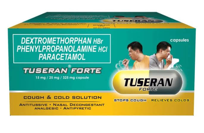 Tuseran Forte (Dextromethorpan Hydrobromide + Phenylpropanolamine Hydrochloride + Paracetamol) 4 Capsules