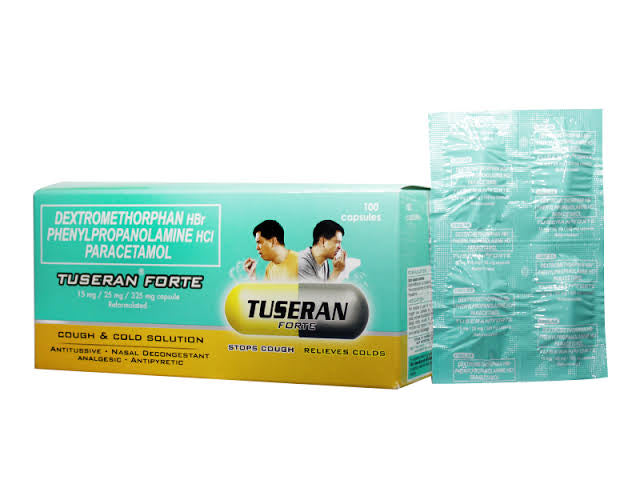 Tuseran Forte (Dextromethorpan Hydrobromide + Phenylpropanolamine Hydrochloride + Paracetamol) 4 Capsules