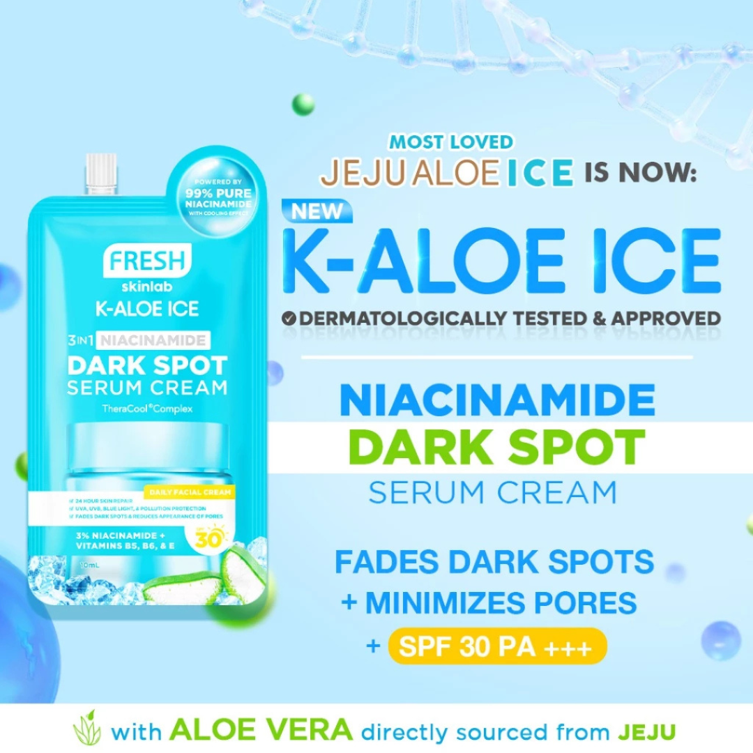FRESH Skinlab K-Aloe Ice 3 in 1 Niacinamide Dark Spot Serum Cream SPF 30 10ml