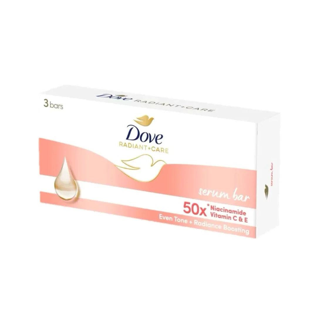 Dove Radiant + Care Serum Bar Niacinamide and Vitamin C&E 90g x 3 (Bundle of 3) Even Tone + Radiance Boosting
