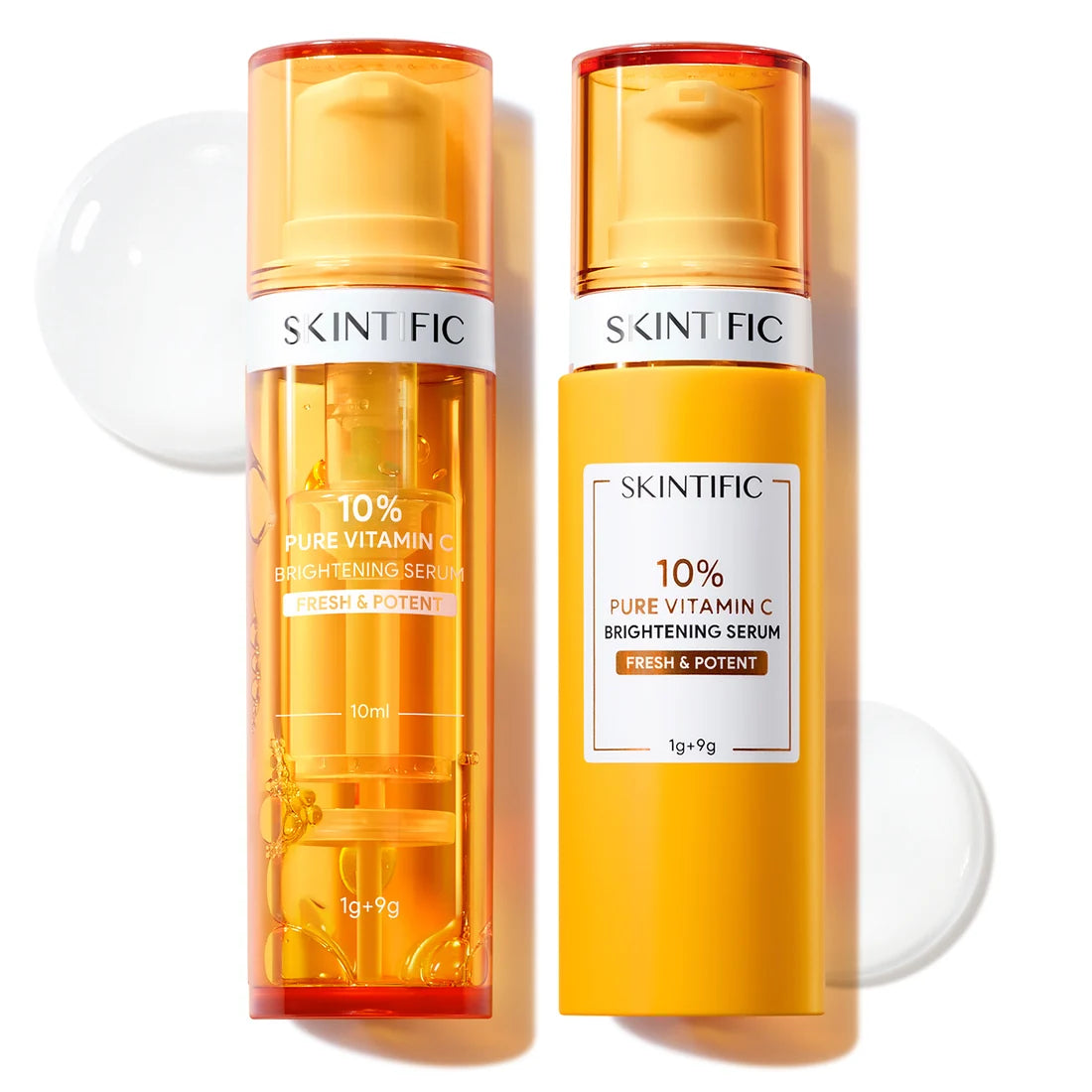 SKINTIFIC 10% Pure Vitamin C Brightening Serum 1+1 Fresh & Potent 1g Powder + 9g Liquid
