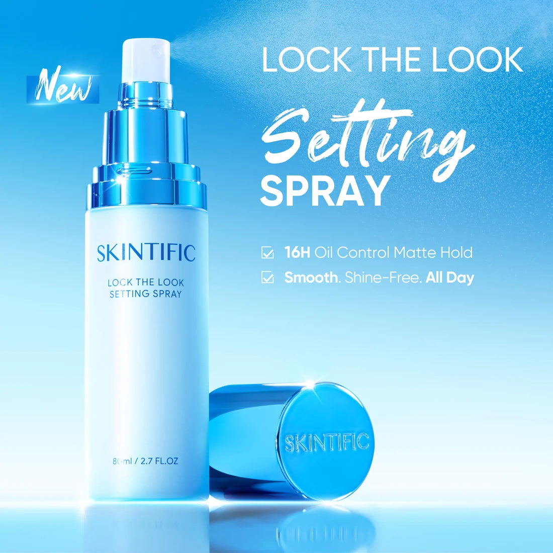 SKINTIFIC Lock The Look Setting Spray 16-Hour Long-Lasting Matte Finish 80ML